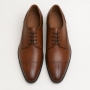 Pantofi Derby bărbați maro cognac din piele naturală cu perforații Lucas Shoes 702CON